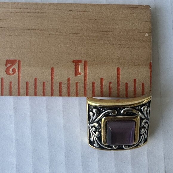 VTG Purple Optic Glass Silver Plated Pendant Necklace Matching Earrings 17"+ - Picture 7 of 9